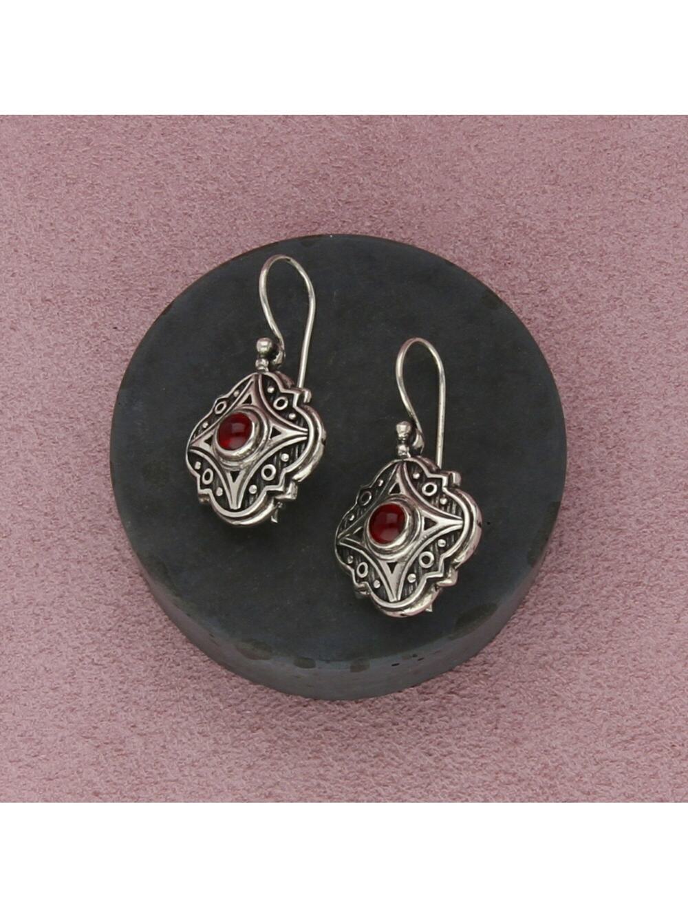 gerochristo sterling silver byzantine style ruby drop earrings